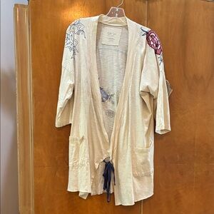 Floral Embroidered Kimono Cardigan